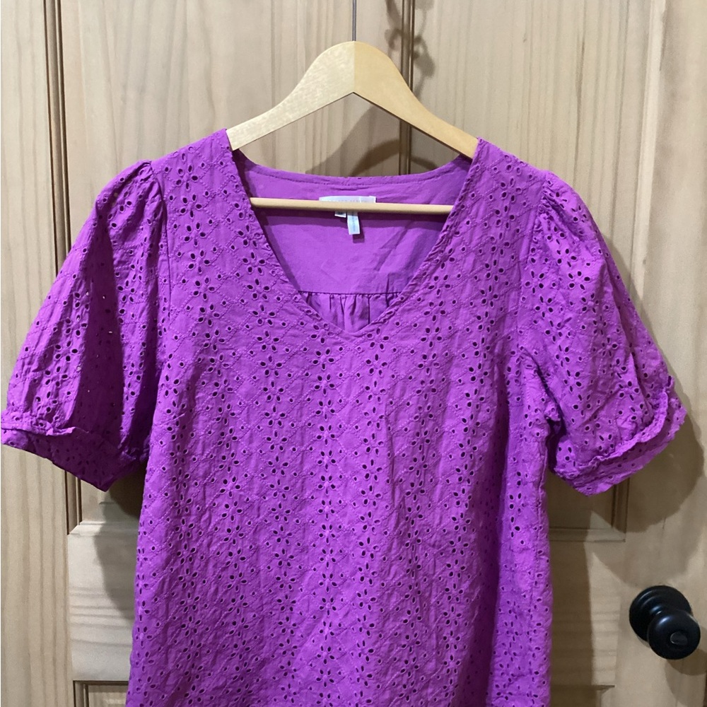 Draper James Purple Eyelet Blouse